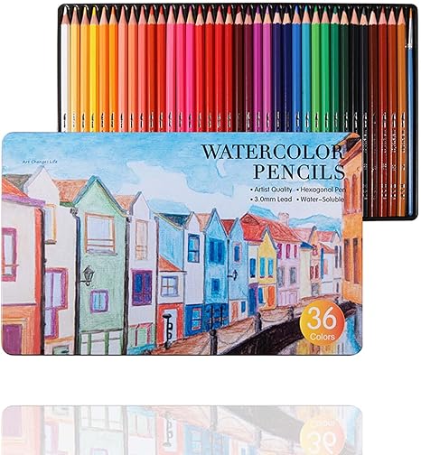 36 Color Watercolor Pencils with Soft Thick Core, SV Bonding Tech & Break-Resistant Lead | Vibrant Blending & Shading for Artists, Adults & Kids | Ideal for Drawing, Sketching, Watercolor Painting