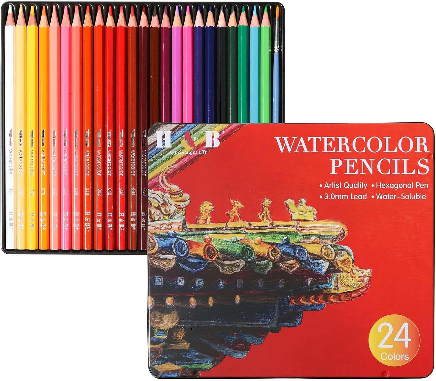 36 Color Watercolor Pencils with Soft Thick Core, SV Bonding Tech & Break-Resistant Lead | Vibrant Blending & Shading for Artists, Adults & Kids | Ideal for Drawing, Sketching, Watercolor Painting