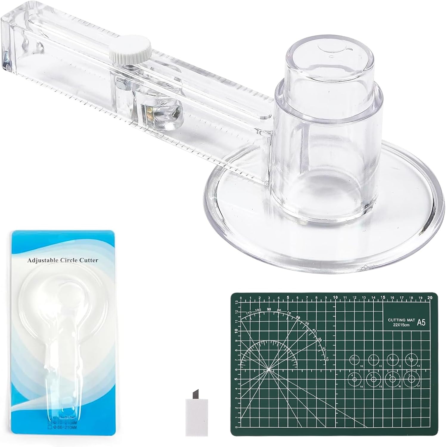 Circle Cutters for Crafts, Circle Paper Cutter with A5 Cutting Mat, Adjustable Round Paper Cutter for DIY Craft (2.75'' to 8.26'')