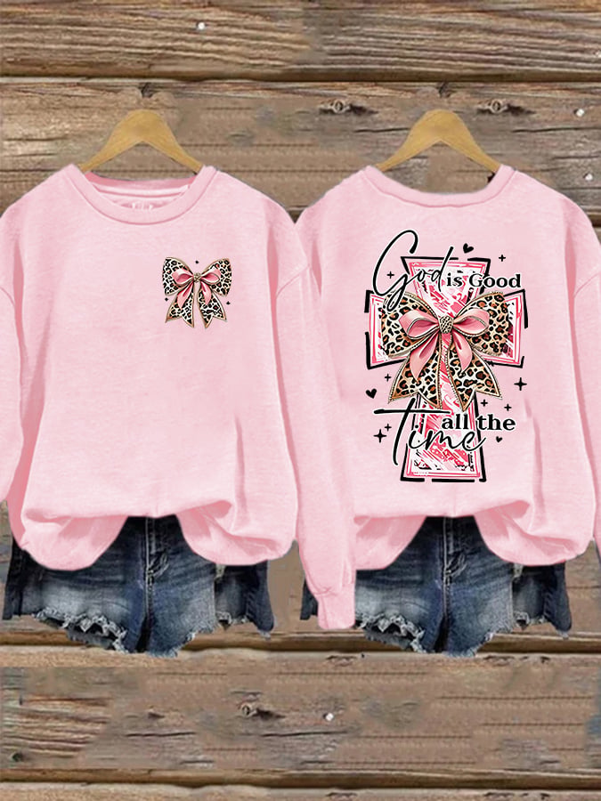 Women's God Is Good All The Time Print Casual Sweatshirt