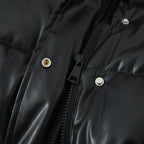 PU leather quilted jacket for women