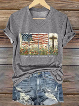 Women'S Casual One Country Under God Faith Graphic Print Short Sleeve T-Shirt
