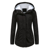 DGHM-JLMY 1/2 Pack Women's Windproof Waterproof Cotton Coats Fashion Warm Hooded Outerwear Solid Thick Fleece Jacket