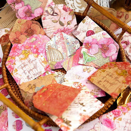 Vintage Flower Mini Envelope, Small Envelopes and Sealing Sticker Set, 40 Matching Envelopes and 2 Sheets Seal Sticker