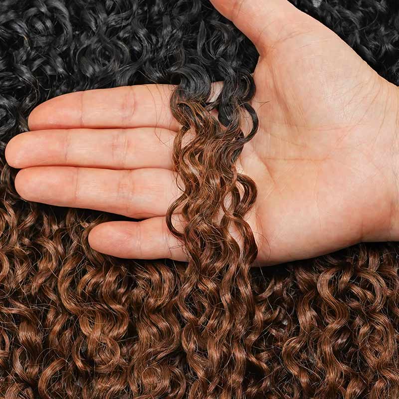 QVR #T1B/30 Feather Crochet Human Hair Burmese Curly Machine Made Crochet Weave Hair Extensions