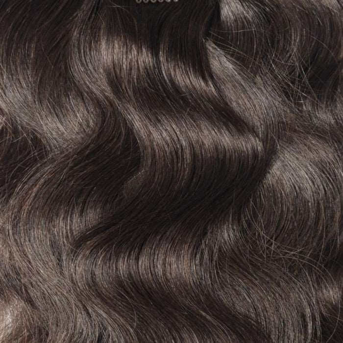 QVR #4 Dark Brown Straight/Body Wave 7Pcs Clip in Hair Extensions