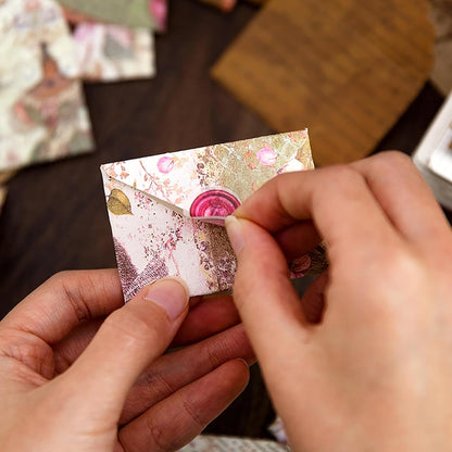 Vintage Flower Mini Envelope, Small Envelopes and Sealing Sticker Set, 40 Matching Envelopes and 2 Sheets Seal Sticker