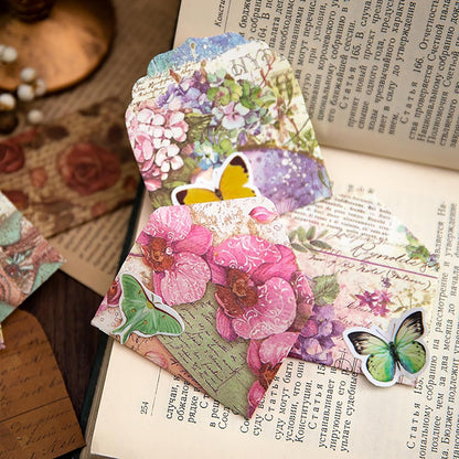 Vintage Flower Mini Envelope, Small Envelopes and Sealing Sticker Set, 40 Matching Envelopes and 2 Sheets Seal Sticker