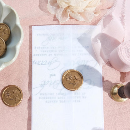 Wax Seal Stickers-Floral Wedding Invitation Envelope Seal Stickers,30 Pcs Self-Adhesive Antique Gold Sticker, Perfect for Wedding Invitation Cards, Envelopes Cards, Gift Wrapping,Party Menu Decor