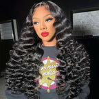 QVR Glueless Loose Deep Wave 13*4 HD Lace Front Wigs Invisible Lace Frontal Wavy Human Hair Wigs For Women