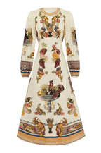 Puff Sleeve Vintage Midi Dress