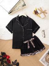 Women's Contrast Binding Pajama Two-piece Set