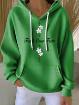 Women's Casual Faith Overcomes Fear Cross Textured Hoodie