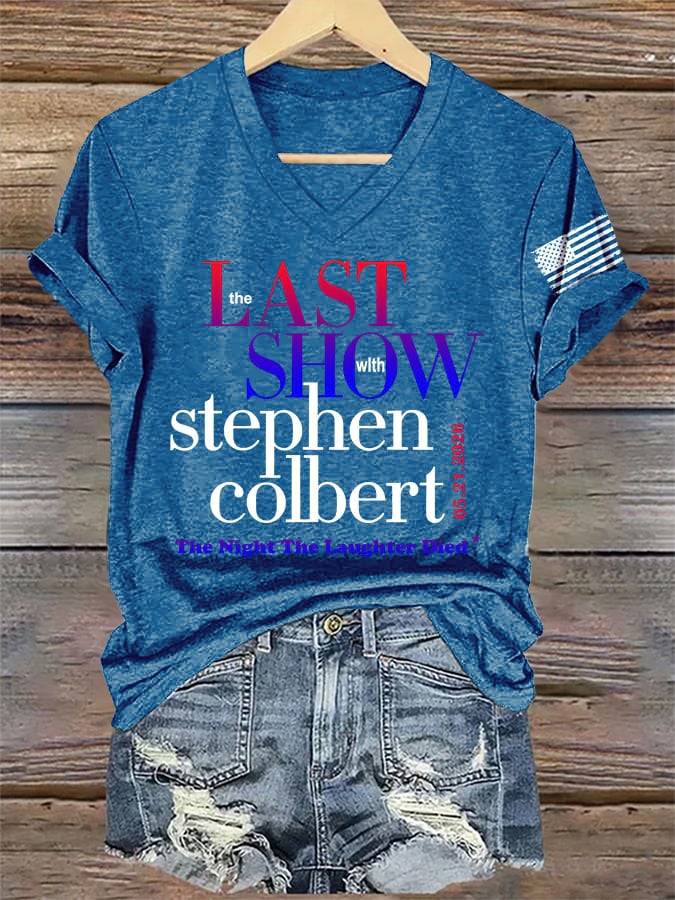 🔥Buy 3 Get 15% Off🔥V-Neck Retro  Last Show 05.21.2026 The Night The Laughter Died Print T-Shirt