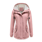 DGHM-JLMY 1/2 Pack Women's Windproof Waterproof Cotton Coats Fashion Warm Hooded Outerwear Solid Thick Fleece Jacket