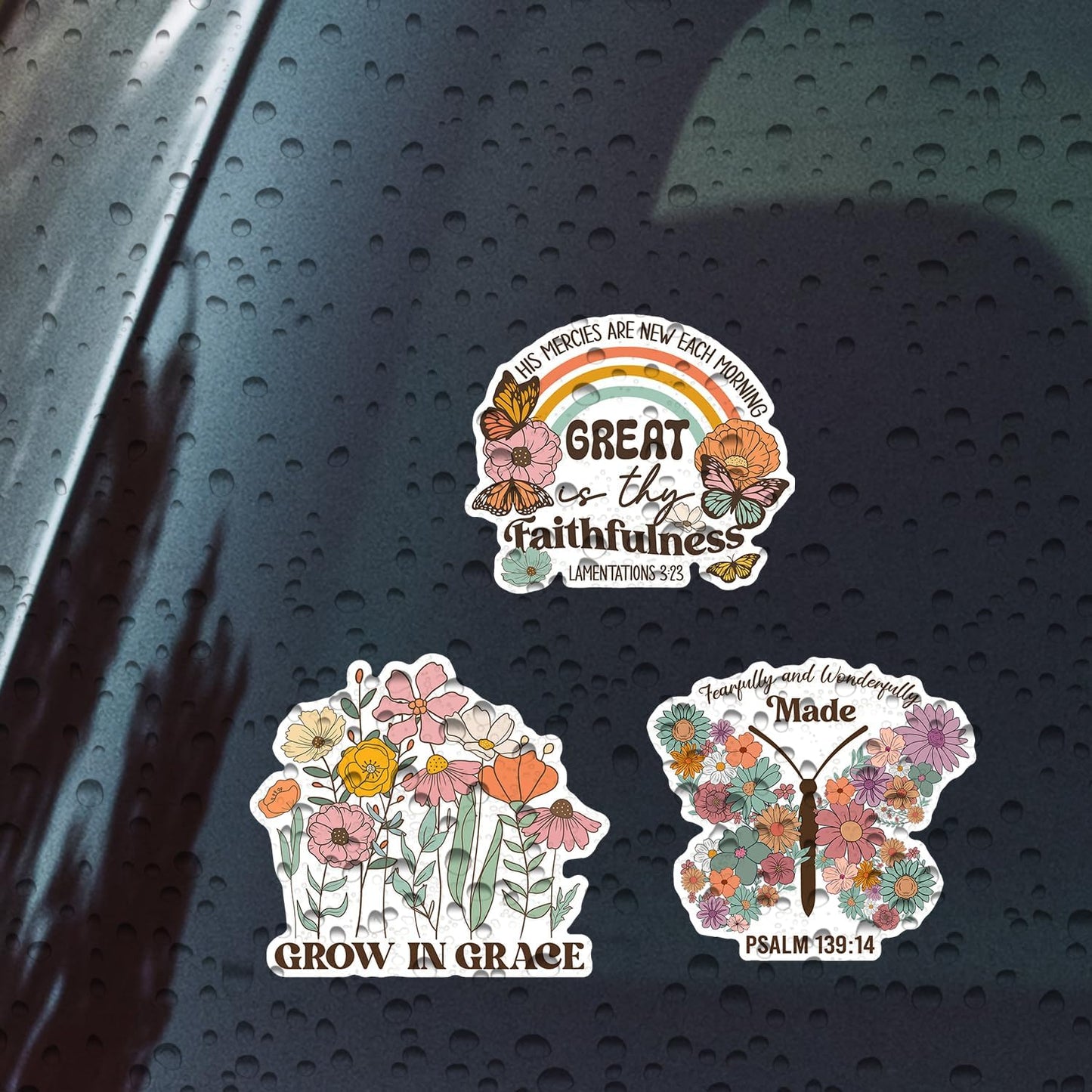 (10Pcs) Bible Verse Stickers Pack Size 3'' Scripture Faith Floral Jesus Decal for Laptop, Water Bottle, Journal, Stanley Cup