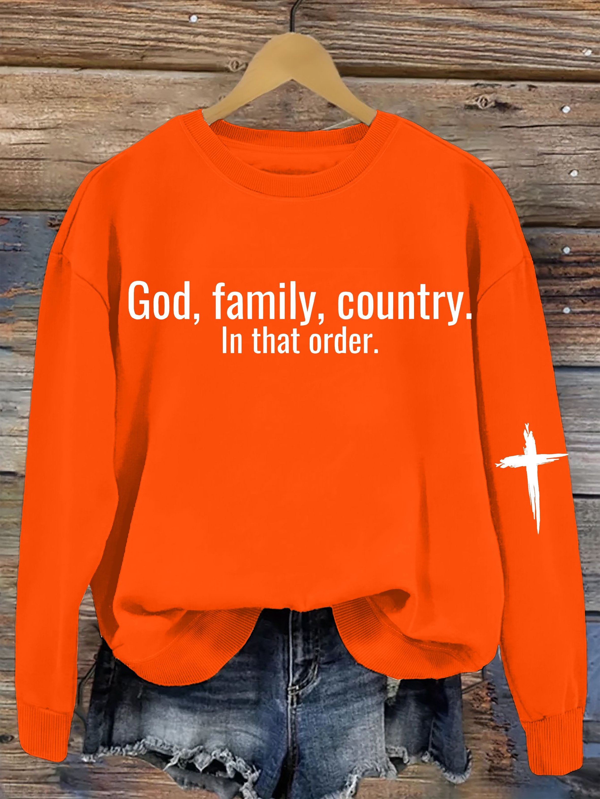 God Family Country  in that order Women's Printed Sweatshirt