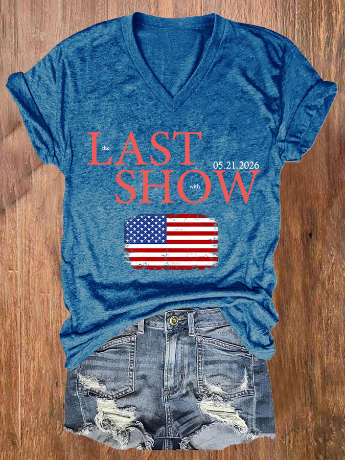 🔥Buy 3 Get 15% Off🔥V-Neck Retro Last Show Print T-Shirt