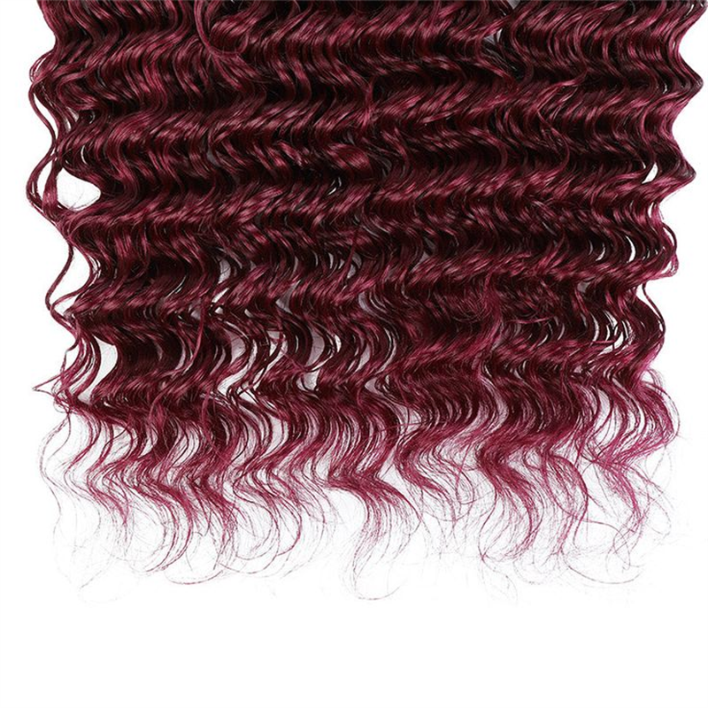 QVR Burgundy 99J Deep Wave Bulk Human Hair No Weft Boho Hair For Braiding
