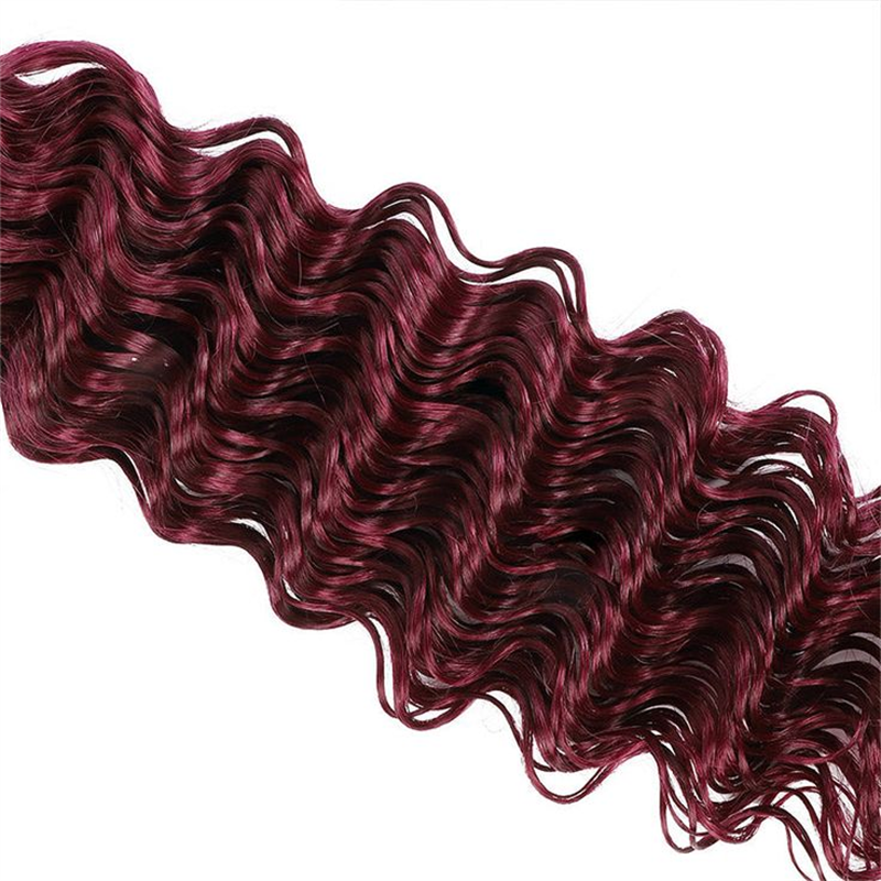 QVR Burgundy 99J Deep Wave Bulk Human Hair No Weft Boho Hair For Braiding