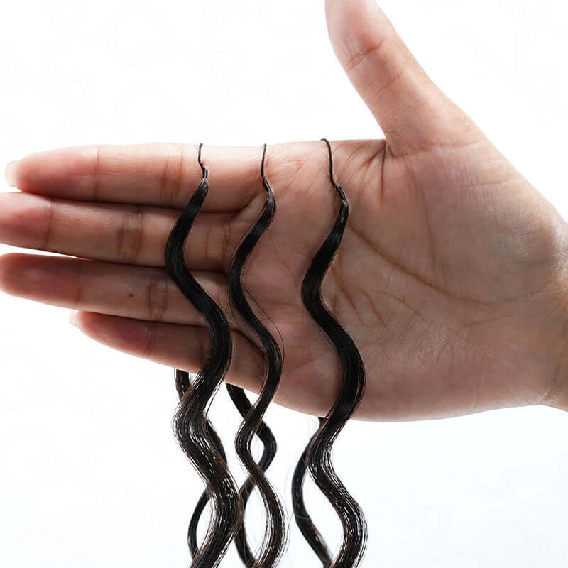 P3G5|Ombre #T1B/4 Burmese Curly Feather Crochet Human Hair