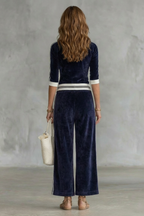 Alix Set – Luxe velour track co-ord with zip-up top & wide-leg pants