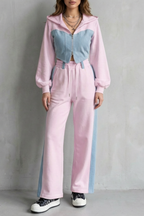 Arlo – Denim Splice – Two-Piece Hoodie & Sweatpant Set