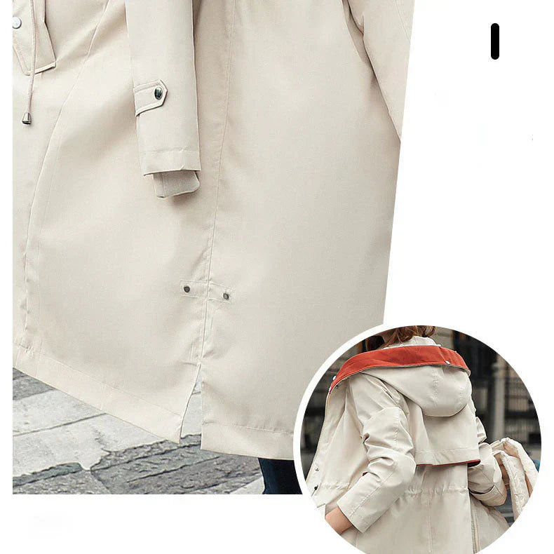 Women's winter parka with hood and fur collar