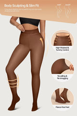 Vertvie Fleece Lined Tights For Women Thermal Warm Tights Fake Translucent Pantyhose High Waisted Thermal Leggings Winer