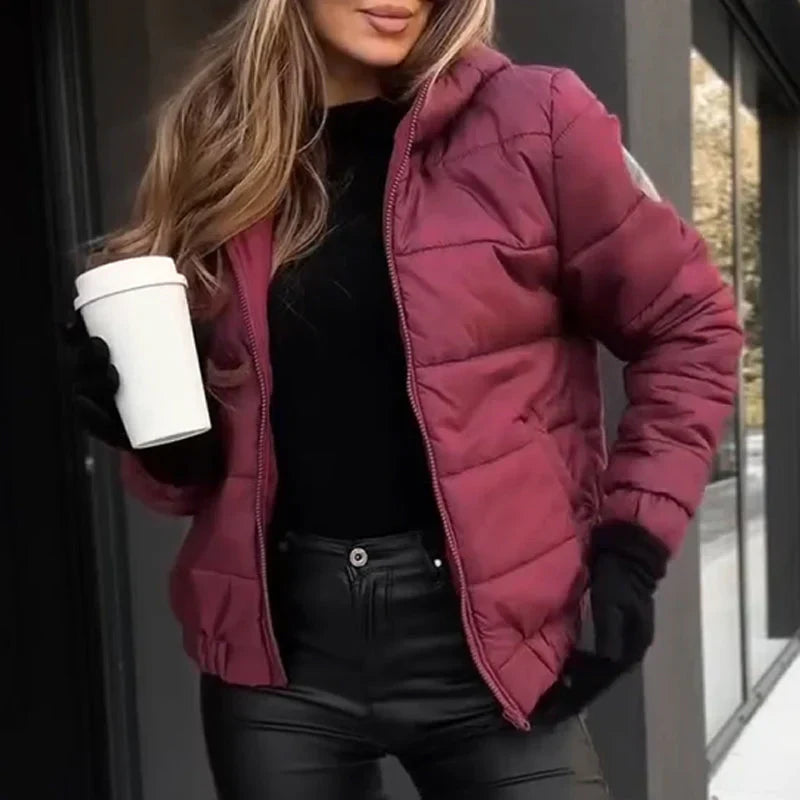 Damen lässige, warme Jacke mit Kapuze
