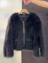 Women's Faux Fox Fur Coat Short Section Autumn Winter New Style Korean Version Commuting Real Fur Patchwork Outerwear