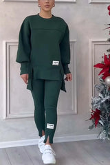 Ladies' Irregular Print Sweatshirt and Leggings Set