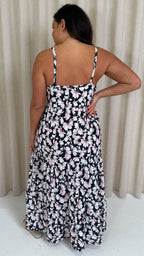 CurveWow Wrap Bust Maxi Dress Black Vintage Floral