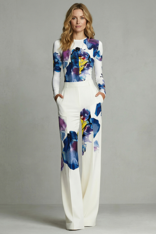 Celestique – Artistic colourblock elegance – Top and trouser set