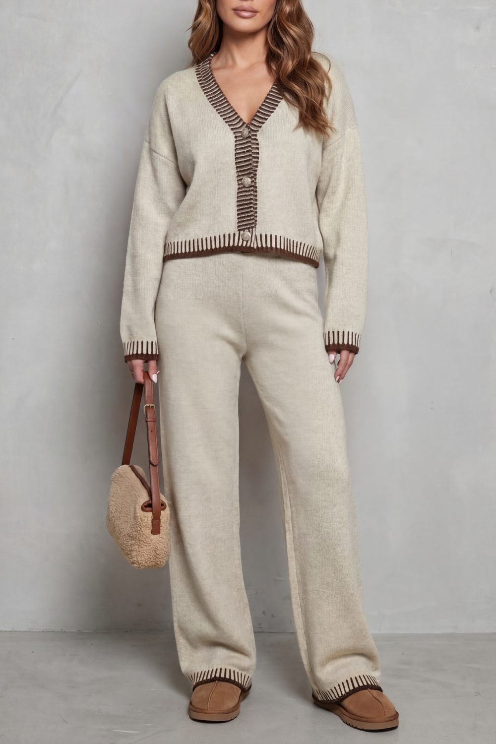 Cerivelle – Contrast trim – Knit loungewear set
