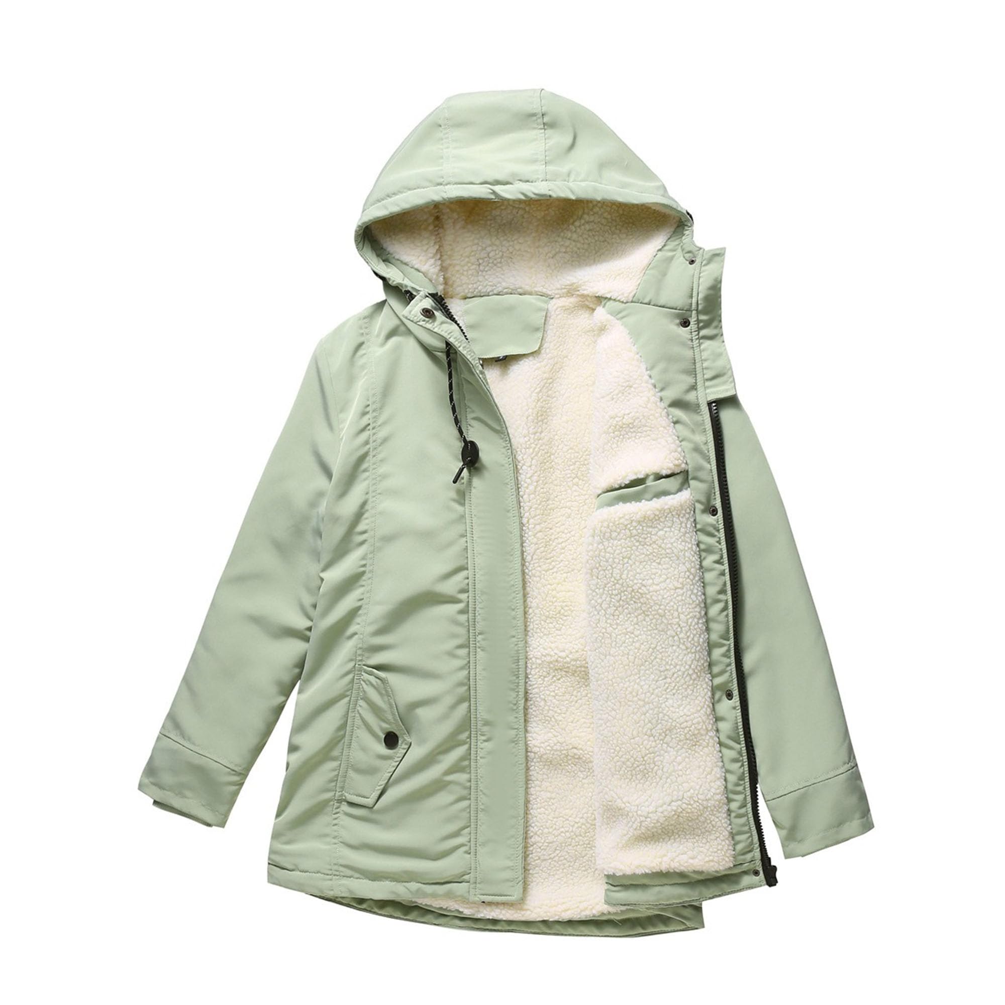 DGHM-JLMY 1/2 Pack Women's Windproof Waterproof Cotton Coats Fashion Warm Hooded Outerwear Solid Thick Fleece Jacket