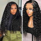 QVR Glueless Pre-cut 4x6 HD Lace Closure Human Hair Wigs Deep Curly Wear & Go Wigs