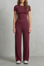 Élan – Sleek Simplicity – Pure Color Wide-Leg Pants Suit