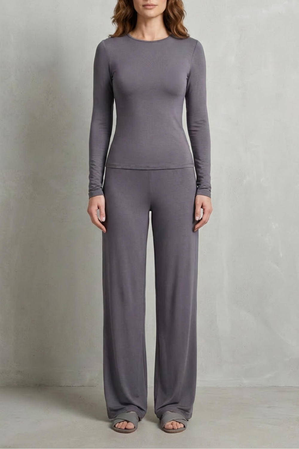 Élan – Sleek Simplicity – Pure Color Wide-Leg Pants Suit