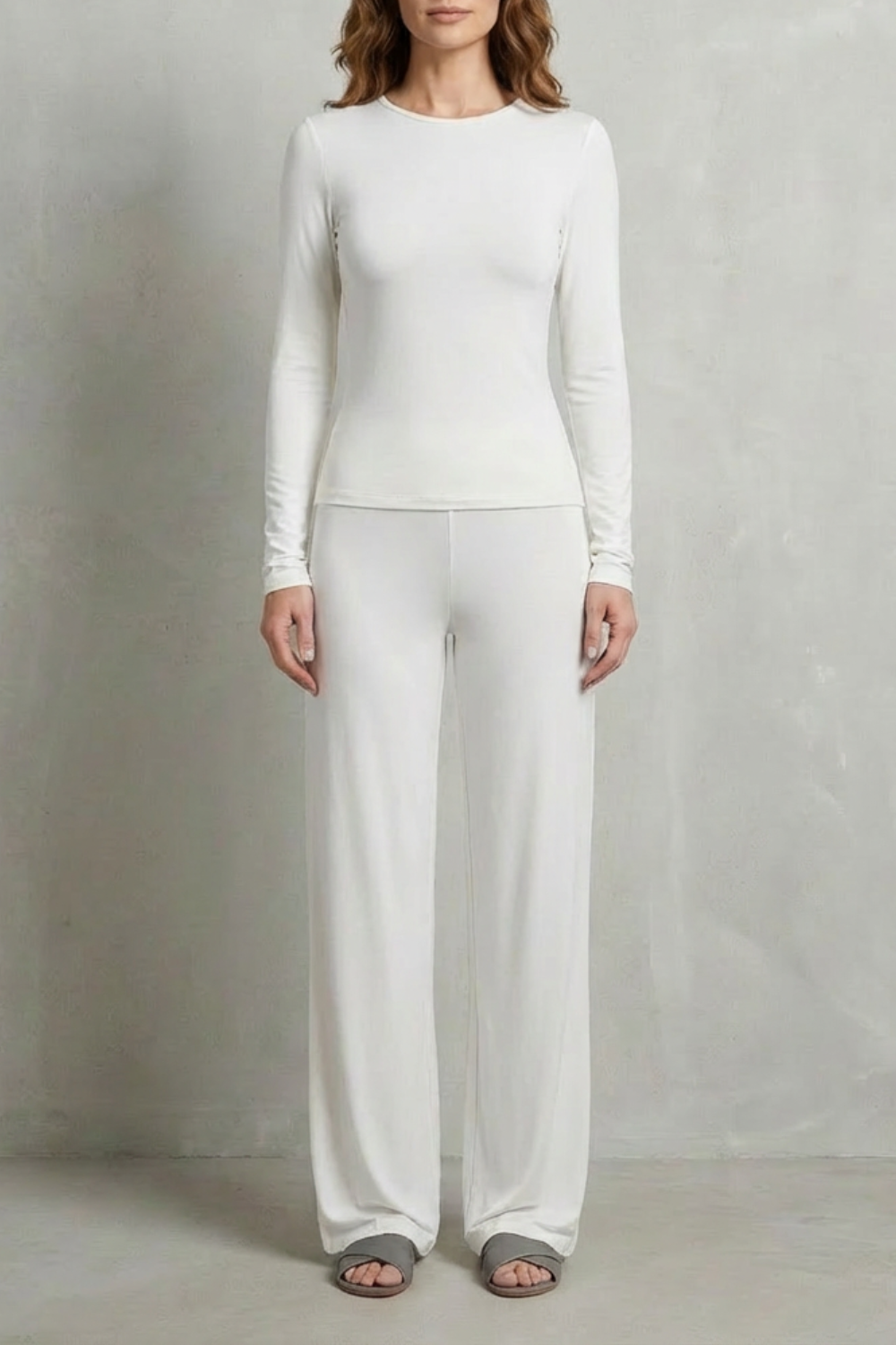 Élan – Sleek Simplicity – Pure Color Wide-Leg Pants Suit