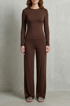 Élan – Sleek Simplicity – Pure Color Wide-Leg Pants Suit