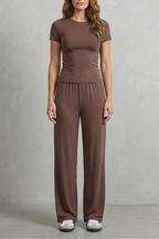 Élan – Sleek Simplicity – Pure Color Wide-Leg Pants Suit