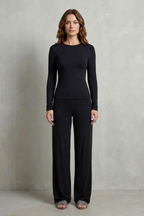 Élan – Sleek Simplicity – Pure Color Wide-Leg Pants Suit