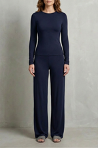 Élan – Sleek Simplicity – Pure Color Wide-Leg Pants Suit
