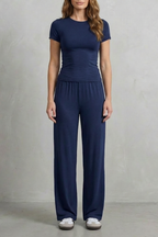 Élan – Sleek Simplicity – Pure Color Wide-Leg Pants Suit