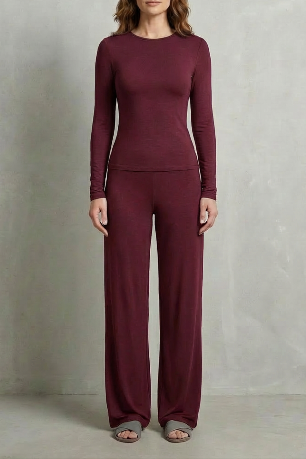 Élan – Sleek Simplicity – Pure Color Wide-Leg Pants Suit