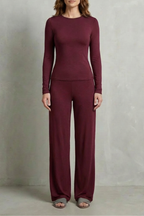 Élan – Sleek Simplicity – Pure Color Wide-Leg Pants Suit