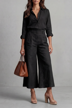 Elavine – Soft linen finish – Wide-leg co-ord set