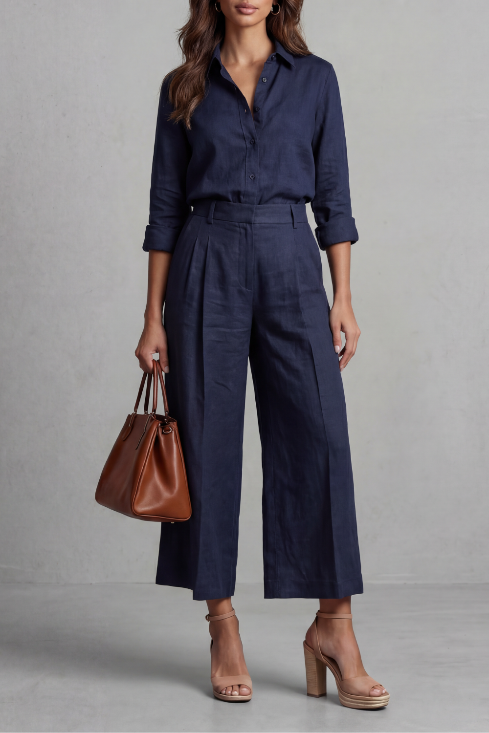 Elavine – Soft linen finish – Wide-leg co-ord set