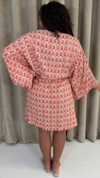 CurveWow Button Front Kimono Sleeve Dress Multi Floral